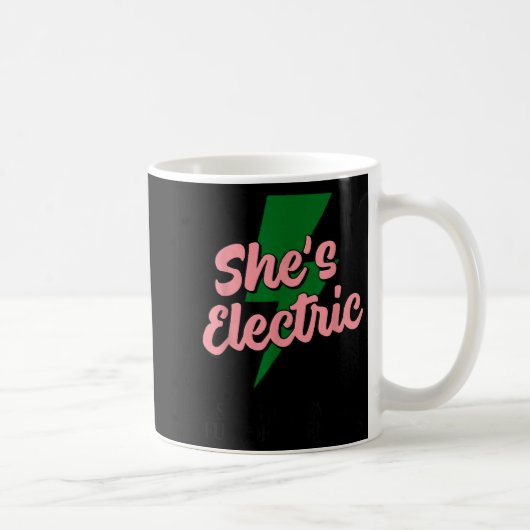 Retro Basic Lightning Quote She Electric Funny Sim コーヒーマグカップ (右)