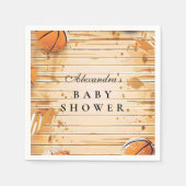 Retro Basketball Baby Shower スタンダードカクテルナプキン (正面)