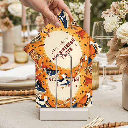 Retro Basketball Court Birthday スタンダードカクテルナプキン