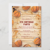 Retro Basketball Court Birthday 招待状 (正面)