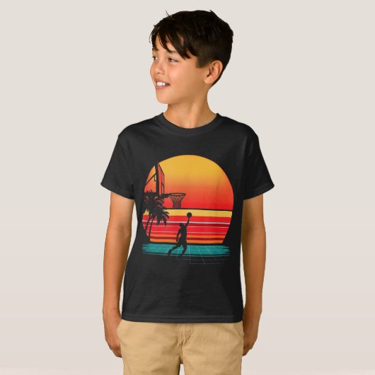 Retro Basketball Sunset  Tシャツ (正面フル)
