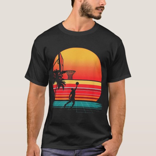 Retro Basketball Sunset  Tシャツ (正面)