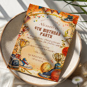 Retro Basketball Trophy Birthday 招待状