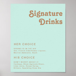 Retro Beach   Aqua Signature Drinks Sign ポスター