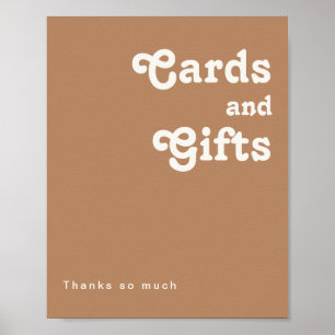 Retro Beach   Brown Cards and Gifts Sign ポスター