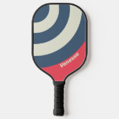 Retro Beach Club Circle Stripe with Name ピックルボールラケット (裏面)