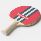 Retro Beach Club Pin Striped with Name 卓球ラケット (正面アングル)