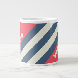 Retro Beach Club Stripes with Name ジャンボコーヒーマグカップ