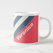 Retro Beach Club Stripes with Name ジャンボコーヒーマグカップ (右)
