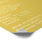 Retro Beach | Gold Wedding Drinks Menu Sign ポスター (角)