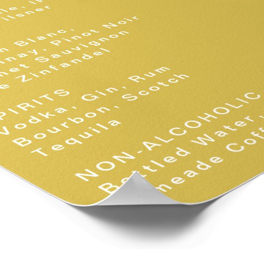Retro Beach | Gold Wedding Drinks Menu Sign ポスター (角)