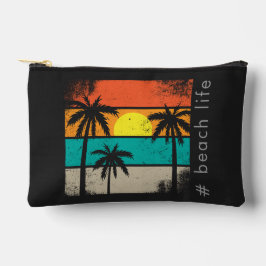 Retro Beach Life, Black Silhouette アクセサリーポーチ
