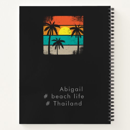 Retro Beach Life, Black Silhouette ノートブック (裏面)