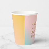 Retro Beach Pastels Gradient Custom Pink Wedding 紙コップ (右)
