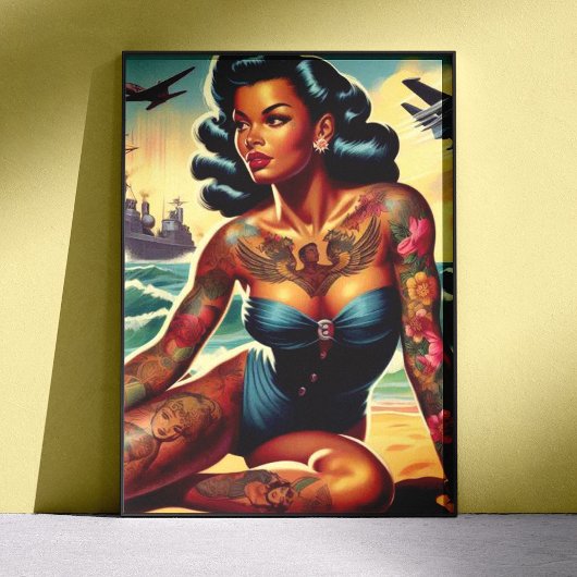 Retro Beach Pin-up ポスター