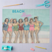 Retro Beach Pin-Up Girls Decoupage - Beach Bum  薄葉紙 (クラフト)
