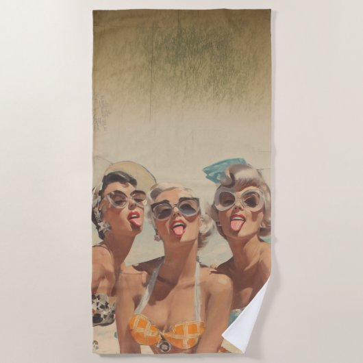 Retro Beach Pin-Up Vibes ビーチタオル (正面)