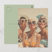 Retro Beach Pin-Up Vibes ポストカード (正面/裏面)