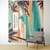 Retro beach retirement Party photo backdrop タペストリー (インサイチュ)
