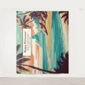 Retro beach retirement Party photo backdrop タペストリー (正面)