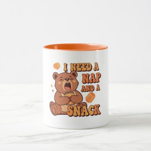 Retro Bear Nap and Snack Color Inside Mug マグカップ (中央)
