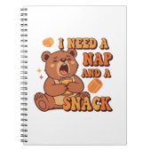 Retro Bear Nap First Lined Notebook ノートブック (正面)