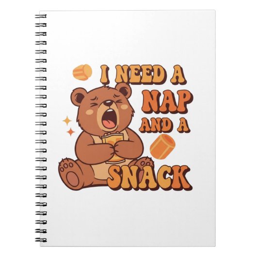 Retro Bear Nap First Lined Notebook ノートブック (正面)
