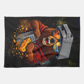 Retro Bear With Cheese Grater Hat and Sunglasses キッチンタオル (横)