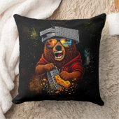 Retro Bear With Cheese Grater Hat and Sunglasses クッション (ブランケット)