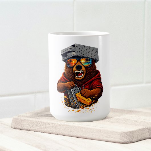 Retro Bear With Cheese Grater Hat and Sunglasses コーヒーマグカップ