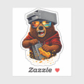 Retro Bear With Cheese Grater Hat and Sunglasses シール (シート)
