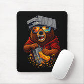 Retro Bear With Cheese Grater Hat and Sunglasses マウスパッド (マウス)