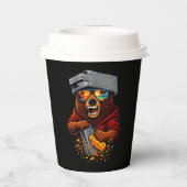 Retro Bear With Cheese Grater Hat and Sunglasses 紙コップ (裏面)