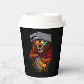 Retro Bear With Cheese Grater Hat and Sunglasses 紙コップ (正面)