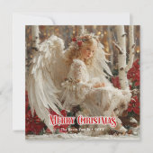 Retro beautiful angel printable holiday greeting シーズンカード (正面)
