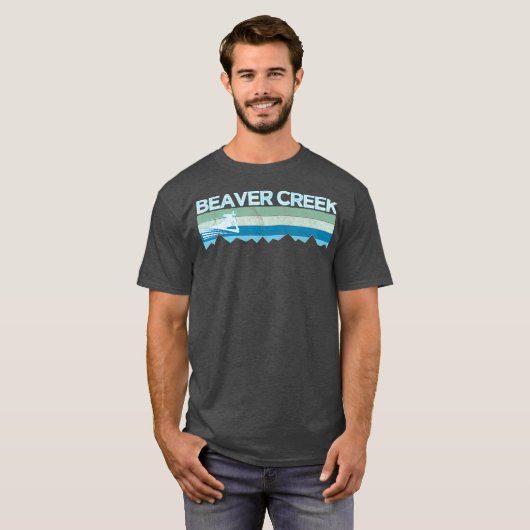 Retro Beaver Creek Colorado Distressed Skiing Tシャツ (正面フル)