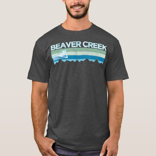 Retro Beaver Creek Colorado Distressed Skiing Tシャツ (正面)