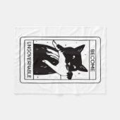 Retro Become Ungovernable Black Cat Biting Hand Fu フリースブランケット (正面(横))