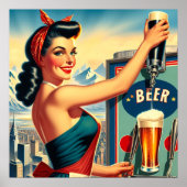 Retro Beer Pinup ポスター (正面)