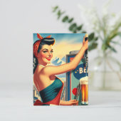 Retro Beer Pinup ポストカード (スタンド正面)