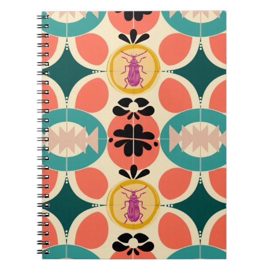 Retro Beetle Pattern | Notebook Journal ノートブック (正面)