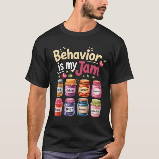 Retro Behavior Is My Jam ABA RBT Therapist Behavio Tシャツ (正面)