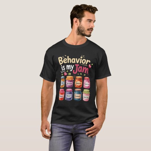 Retro Behavior Is My Jam ABA RBT Therapist Behavio Tシャツ (正面フル)