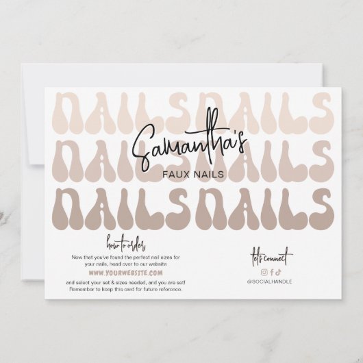 Retro Beige Acrylic Nails Sizing Kit Display Card (裏面)