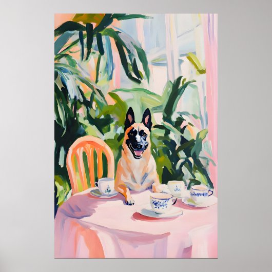 Retro Belgian Malinois Poster, Belgian Malinois ポスター (正面)