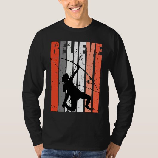 Retro Believe Archery Archer Bow Arrow Orange Whit Tシャツ (正面)