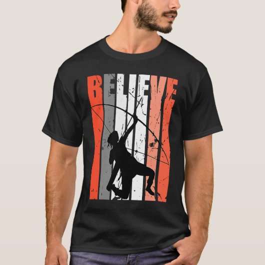 Retro Believe Archery Archer Bow Arrow Orange Whit Tシャツ (正面)