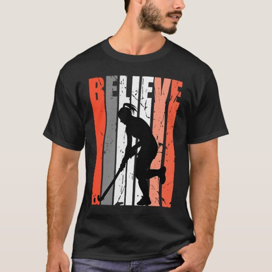 Retro Believe Hockey Team Field Hockey Orange Colo Tシャツ (正面)