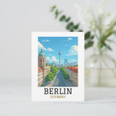 Retro Berlin Skyline TV Tower Skyline View ポストカード (スタンド正面)