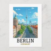 Retro Berlin Skyline TV Tower Skyline View ポストカード (正面)
